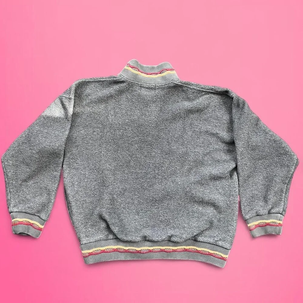 Vintage 90s embroidered fleece dad zip up - Picture 3 of 8